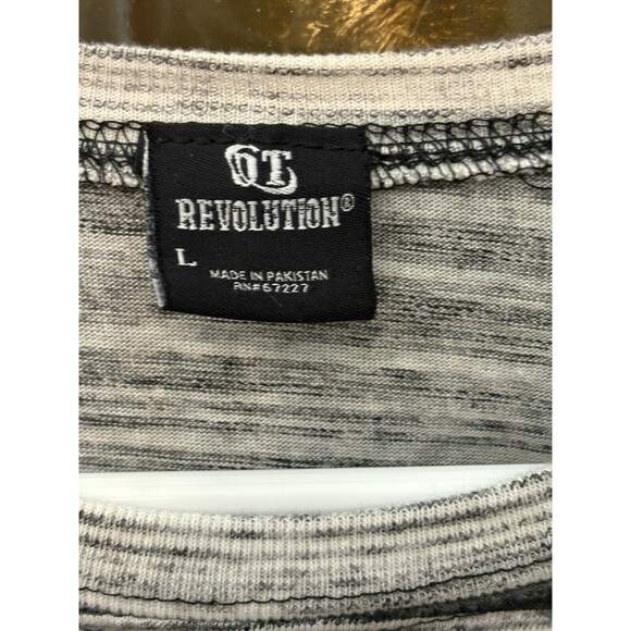 OT Revolution Shirt Mens Size Large Black Gray Heathered Stripe - Picture 8 of 8